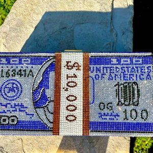 Blue Rhinestone Money Purse